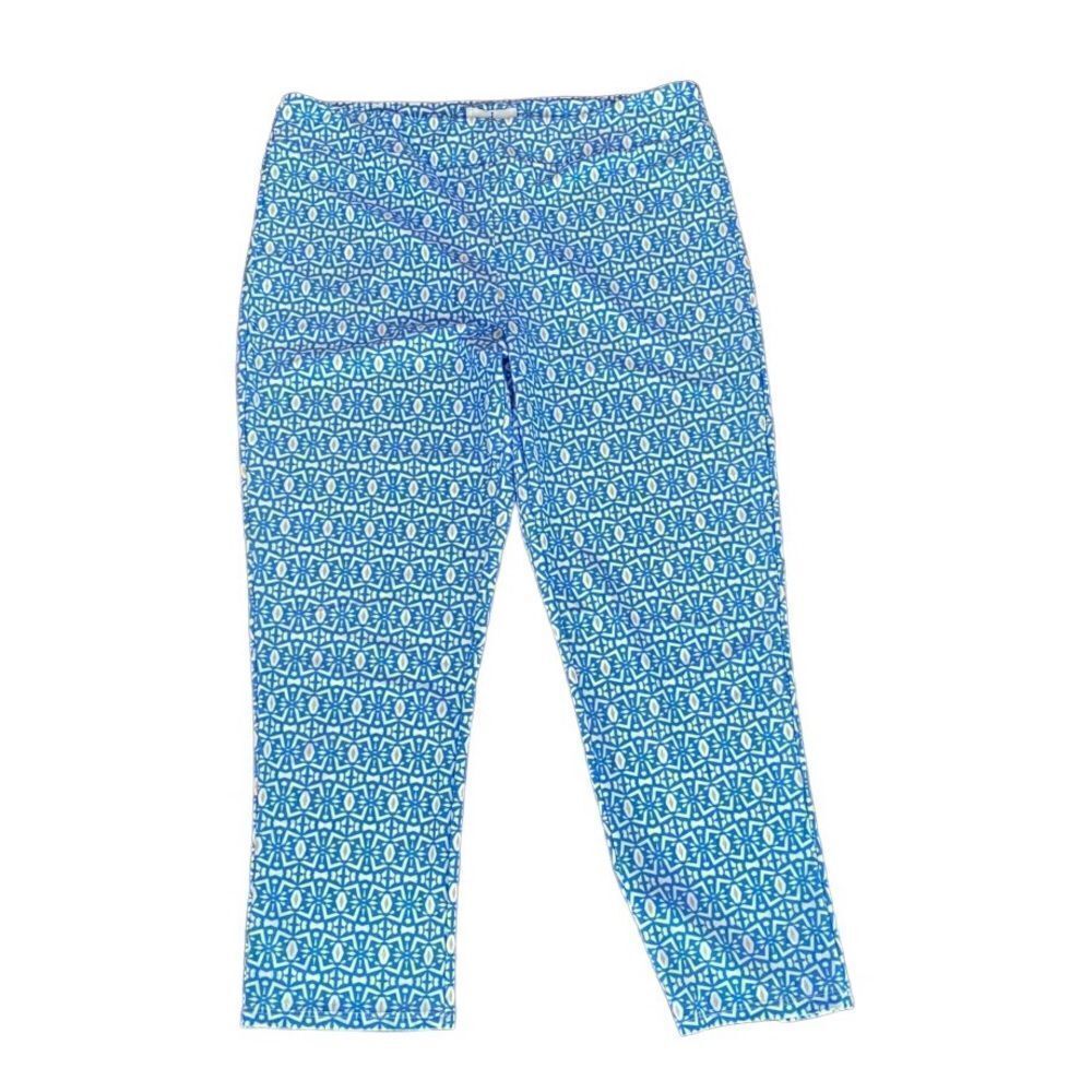 Jude Connally Laura Pant Kaleidoscope Geo Harbor Blue Pants Large NWT